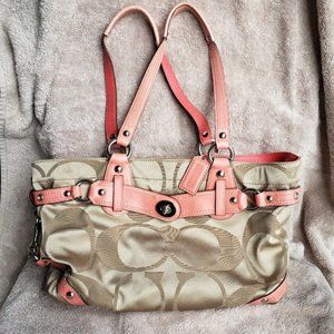 Coach Sateen Carly Tote Purse - Peach